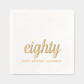 80エレガント誕生日金モダン箔ナプキンス 箔ナプキン (正面)