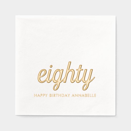 80エレガント誕生日金モダン箔ナプキンス 箔ナプキン (正面)