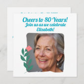 80カスタム年80誕生日の写真応援 招待状 (正面/裏面)