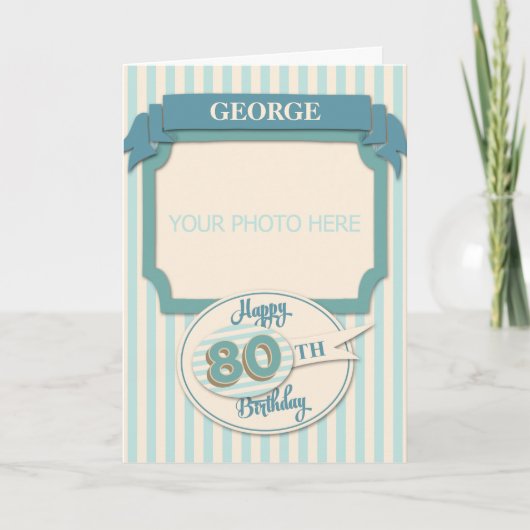 80カスタム番目の誕生日カード – 名前と写真の追加 カード (正面)