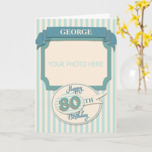 80カスタム番目の誕生日カード – 名前と写真の追加 カード (黄色い花)