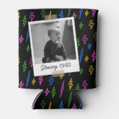 80カラフルのレトロネオン誕生日ヴィンテージ写真 缶クーラー (正面)