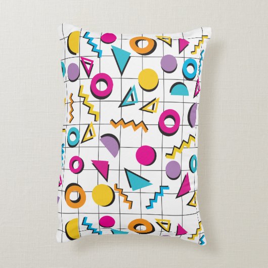 80カラフル年代レトロ幾何学模様 アクセントクッション (裏面(縦))