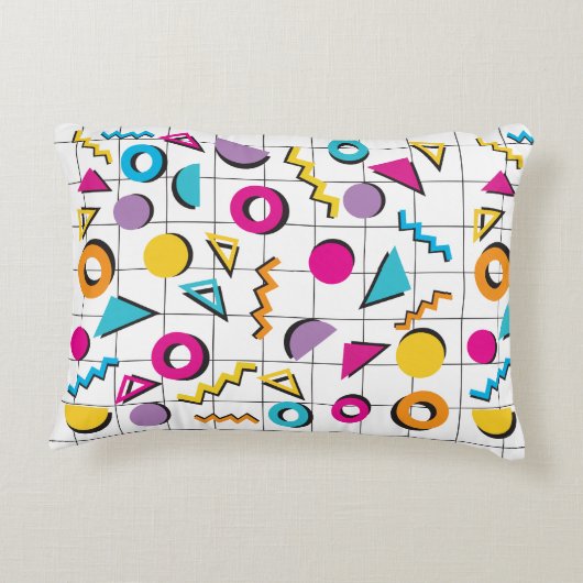 80カラフル年代レトロ幾何学模様 アクセントクッション (裏面)
