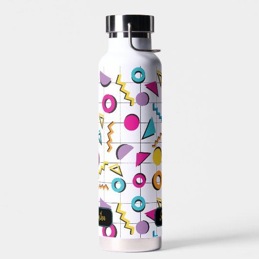 80カラフル年代レトロ幾何学模様 ウォーターボトル (左面)
