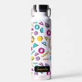 80カラフル年代レトロ幾何学模様 ウォーターボトル (正面)