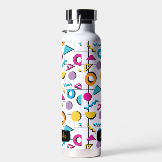 80カラフル年代レトロ幾何学模様 ウォーターボトル (右面)