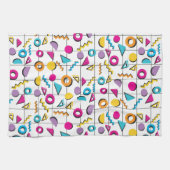 80カラフル年代レトロ幾何学模様 キッチンタオル (横)