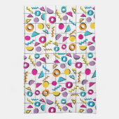 80カラフル年代レトロ幾何学模様 キッチンタオル (縦)