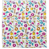 80カラフル年代レトロ幾何学模様 シャワーカーテン (正面)