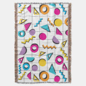 80カラフル年代レトロ幾何学模様 スローブランケット (正面縦)