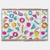 80カラフル年代レトロ幾何学模様 スローブランケット (正面)