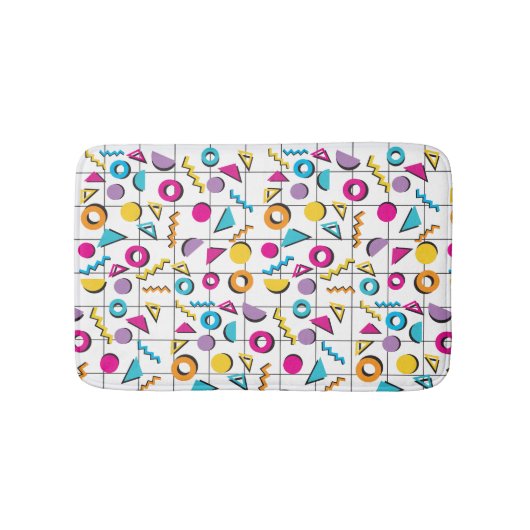 80カラフル年代レトロ幾何学模様 バスマット (正面)
