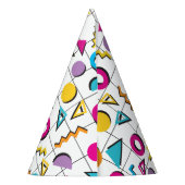 80カラフル年代レトロ幾何学模様 パーティーハット (裏面)