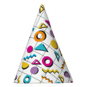 80カラフル年代レトロ幾何学模様 パーティーハット (右)