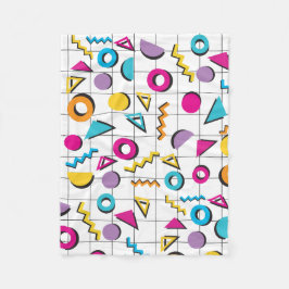 80カラフル年代レトロ幾何学模様 フリースブランケット