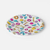 80カラフル年代レトロ幾何学模様 ペーパープレート (アングル)