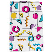 80カラフル年代レトロ幾何学模様 ミディアムペーパーバッグ (正面)