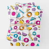 80カラフル年代レトロ幾何学模様 ラッピングペーパーシート (インサイチュ)