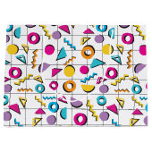 80カラフル年代レトロ幾何学模様 ラージペーパーバッグ (正面)