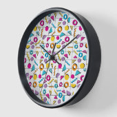 80カラフル年代レトロ幾何学模様 壁時計 (傾斜)