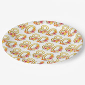 80カラフル番目の誕生日フローラ金ゴールド番号80パーティー ペーパープレート (アングル)