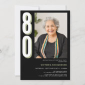 80シンプルモダン誕生日 招待状 (正面)