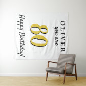 80シンプル番目のハッピーバースデーパーティー背景 タペストリー (インサイチュ(横))