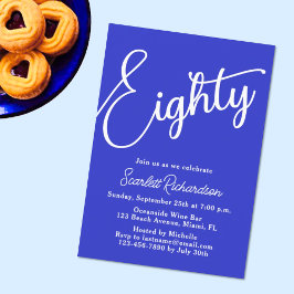 80スクリプモダント王室の・ブルー80th誕生日 招待状