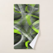 80スタイルのグレーとレモンのカーブパターン バスタオルセット (ハンドタオル)