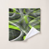 80スタイルのグレーとレモンのカーブパターン バスタオルセット (ウォッシュタオル)