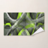 80スタイルのグレーとレモンのカーブパターン バスタオルセット (ハンドタオル)