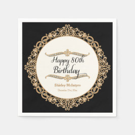 80ハッピーバースデーパーティーお祝いラウンドデコール スタンダードカクテルナプキン