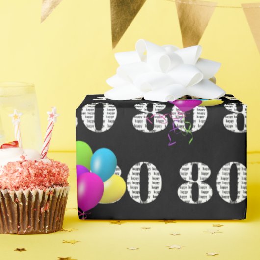 80ハッピーバースデー風船 ラッピングペーパー (誕生日パーティー)