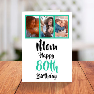 80ハッピーバースデーMom photo collageカード カード