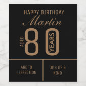 80パーソナライズされた番目の誕生日ワインラベル ワインラベル (シングルラベル)