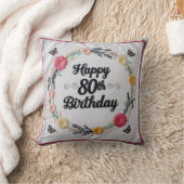 80パーソナライズされた番目の誕生日装飾用クッション クッション (ブランケット)