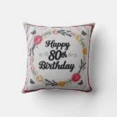 80パーソナライズされた番目の誕生日装飾用クッション クッション (裏面)