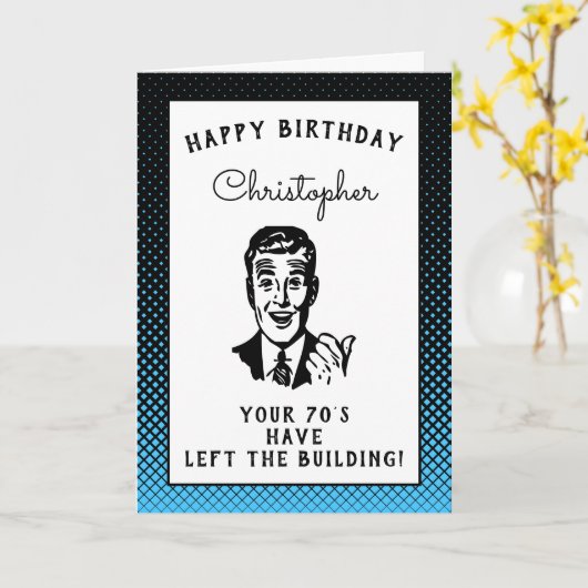 80パーソナライズされた誕生日オーバーザヒルおもしろい カード (黄色い花)