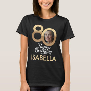 80パーソナライズされた誕生日カスタム写真と名前 Tシャツ