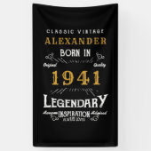 80パーソナライズされた誕生日1941生まれヴィンテージブラック 横断幕 (縦)