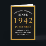 80パーソナライズされた誕生日1942ブラック金ゴールドシック カード<br><div class="desc">1942年に特別な人々のための80歳の誕生日の黒と金ゴールドのバースデー生まれタ・カード。提供さカスタマイズれたテンプレートを使用してフロントへの文字と誕生日カードのインテリアを容易に行う。グリーティングカードの設定標準範囲の一部。</div>