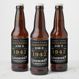 80パーソナライズされた誕生日1942生まれヴィンテージ黒 ビールラベル