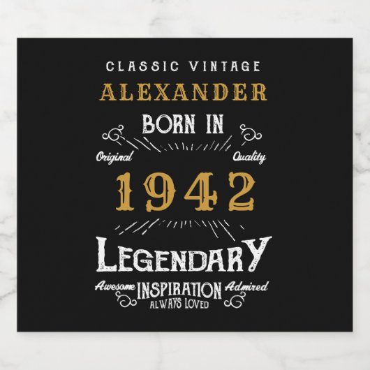 80パーソナライズされた誕生日1942生まれヴィンテージ黒 ビールラベル (シングルラベル)