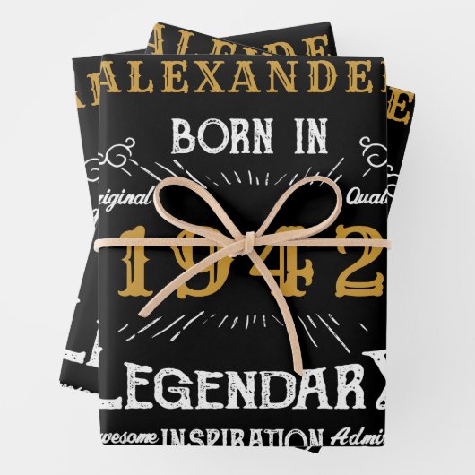 80パーソナライズされた誕生日1942生まれヴィンテージ黒 ラッピングペーパーシート (インサイチュ)