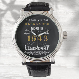 80パーソナライズされた誕生日1943生まれヴィンテージ黒 腕時計