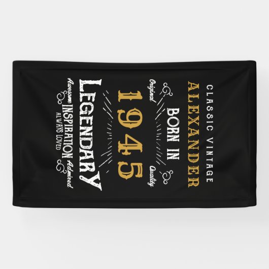 80パーソナライズされた誕生日1945生まれヴィンテージブラック 横断幕 (横)