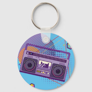 80ファンキーsポータブルラジオカセットプレーヤー、boombox キーホルダー