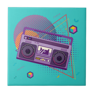 80ファンキーsポータブルラジオカセットプレーヤー、boombox タイル