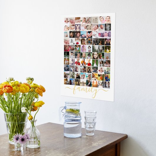 80フォトコラージュパーソナライズされたファミリータイポグラフィ 箔ポスター (レイダウン (キッチン))